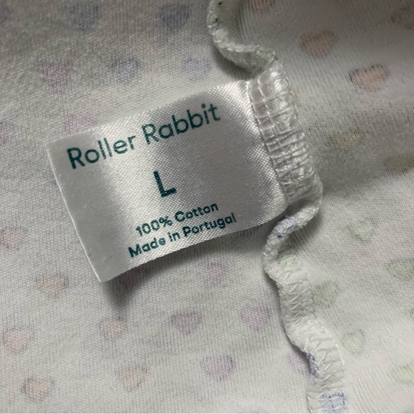 Roller Rabbit Pajama PJ Top Womens L Disco Hearts Henley 3/4 Sleeve Rainbow - Picture 14 of 15